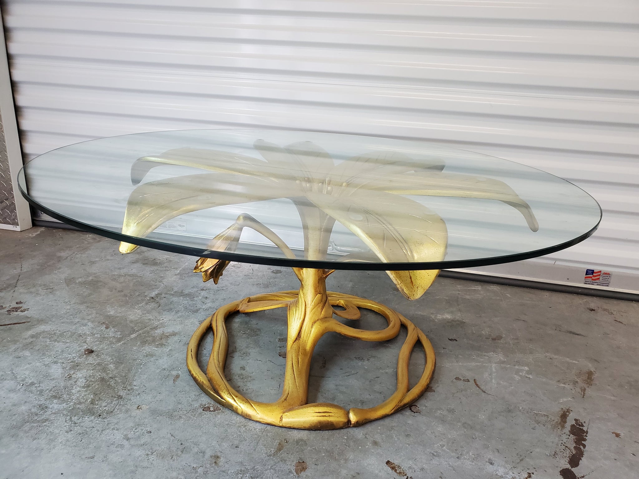 VINTAGE DREXEL "The Gilded Lily🌺" 1969 GOLD GILT CAST ALUMINUM COFFEE TABLE ~  (ARTHUR COURT)