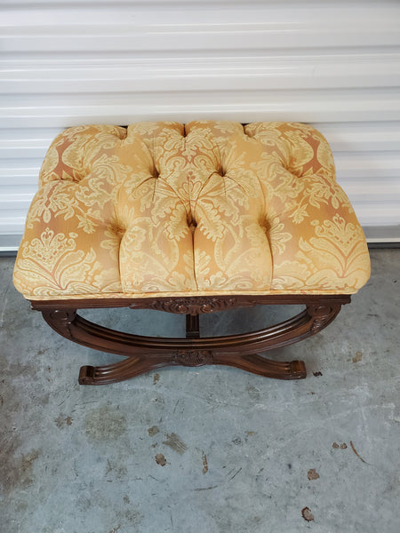 VINTAGE VICTORIAN/ NEOCLASSICAL/ TRADITIONAL (🤷‍♂️) X LEG UPHOLSTERED TUFTED BENCH/ STOOL/ OTTOMAN (2)