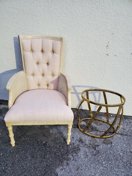 VINTAGE MORGANTON FAUX BAMBOO/ CANE UPHOLSTERED TUFTED CAPTAINS/ ACCENT CHAIR ~ O/S CHAIR
