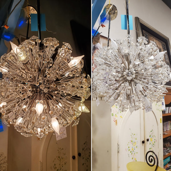 KATE SPADE NEW YORK VISUAL COMFORT DICKINSON POLISHED NICKEL🥈 CLEAR GLASS💠 n CREAM PEARL🦪 MEDIUM 17 LIGHT SPARKLING STARBURST CHANDELIER 💫