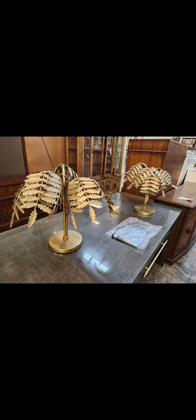 GOLD METAL PALM 🌴 TREE/ LEAF CENTERPIECE/ SCULPTURE/ LAMP ~ MISC (2 AVAILABLE)