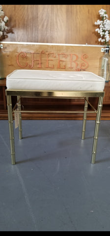 VINTAGE GEORGE KOCH SONS INC BRASS FAUX BAMBOO VANITY STOOL/ BENCH/ OTTOMAN