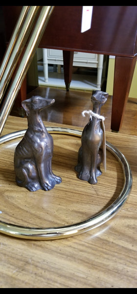 ANTIQUE/ VINTAGE BRASS/ BRONZE GREYHOUND/ WHIPPET STATUES/ SCULPTURES/ BOOKENDS (2) ~ MISC