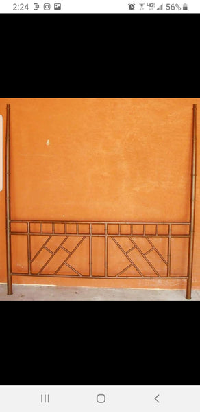 VINTAGE KING METAL FAUX BAMBOO CHIPPENDALE POSTER HEADBOARD/ FOOTBOARD