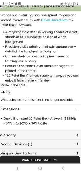 DAVID BROMSTAD PURPLE/ VIOLET/ LAVENDER💜 & WHITE🤍 "12 POINT BUCK"🦌 ART