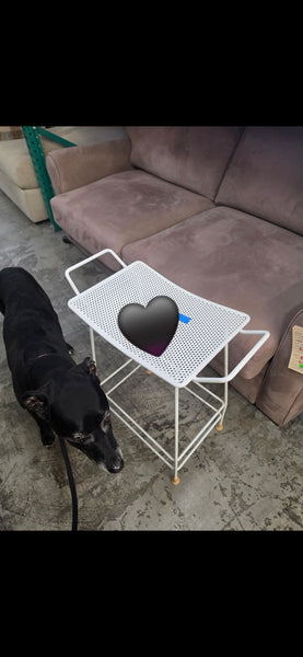 VINTAGE MID CENTURY MODERN SALTERINI METAL/ IRON STOOL/ BENCH/ SHOWER CHAIR/ ACCENT TABLE W/MESH SEAT/ HANDLES/ RUBBER CLAD SHOES ~ MISC