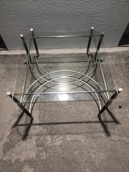 VINTAGE MID CENTURY MODERN BLACK/ CHROME GEOMETRIC/ ART DECO/ NEOCLASSICAL COFFEE TABLE