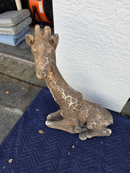 VINTAGE GOLD/ BROWN/ BLACK/ (White) CERAMIC/ PLASTER RESTING GIRAFFE ~ MISC