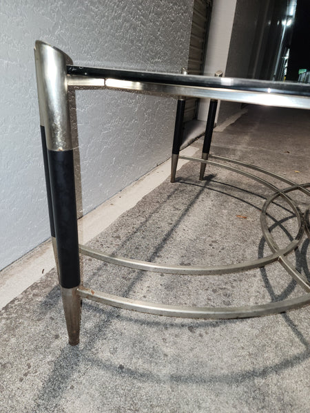 VINTAGE MID CENTURY MODERN BLACK/ CHROME GEOMETRIC/ ART DECO/ NEOCLASSICAL COFFEE TABLE