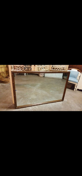 VINTAGE MID CENTURY MODERN THOMASVILLE  FAUX BAMBOO CAMPAIGN MIRROR