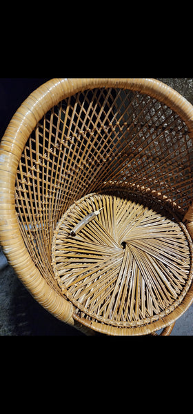 VINTAGE WICKER RATTAN BAMBOO 🎋 BOHO EMMANUELLE  SUNBURST COUNTER BARSTOOLS (3)