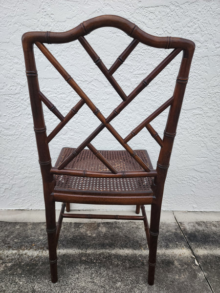 VINTAGE FAUX BAMBOO CHIPPENDALE CANE DESK/ ACCENT/ DINING CHAIR