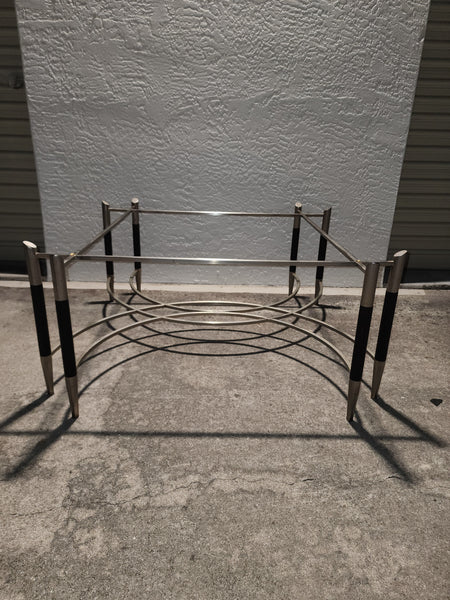 VINTAGE MID CENTURY MODERN BLACK/ CHROME GEOMETRIC/ ART DECO/ NEOCLASSICAL COFFEE TABLE