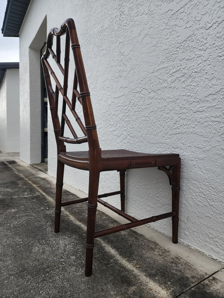 VINTAGE FAUX BAMBOO CHIPPENDALE CANE DESK/ ACCENT/ DINING CHAIR