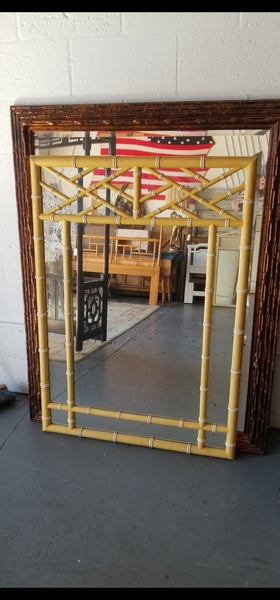 VINTAGE FAUX BAMBOO CHIPPENDALE MIRROR