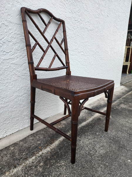 VINTAGE FAUX BAMBOO CHIPPENDALE CANE DESK/ ACCENT/ DINING CHAIR