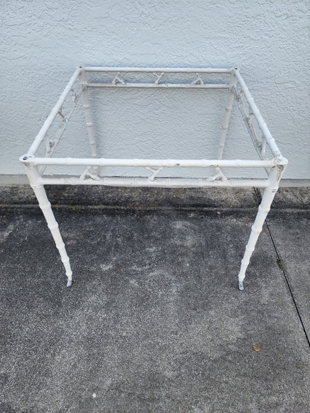 VINTAGE PHYLLIS MORRIS/ KESSLER CAST ALUMINUM FAUX BAMBOO CHIPPENDALE OUTDOOR/ PATIO/ GAME/ DINING TABLE