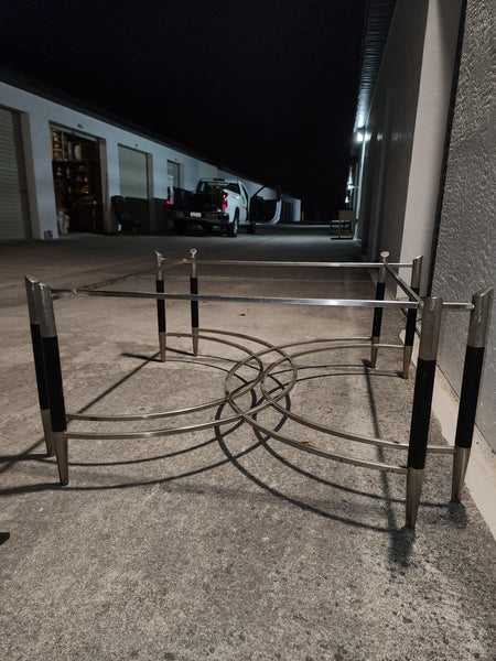 VINTAGE MID CENTURY MODERN BLACK/ CHROME GEOMETRIC/ ART DECO/ NEOCLASSICAL COFFEE TABLE