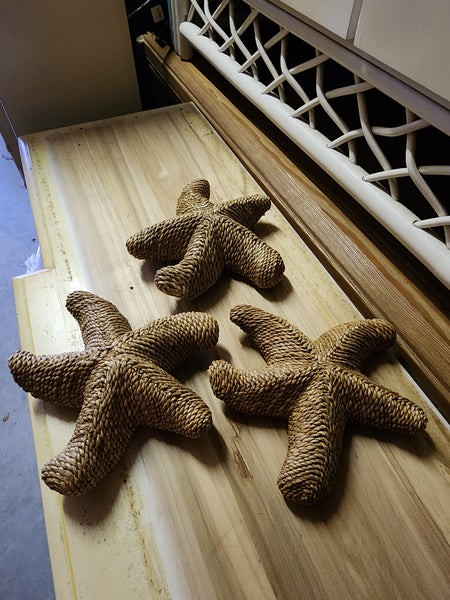 VINTAGE BRAIDED/WOVEN RATTAN 3D STARFISH (3) ~ MISC