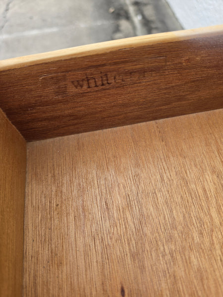 VINTAGE WHITECRAFT RATTAN DOUBLE DRESSER W/LEATHER WRAPS