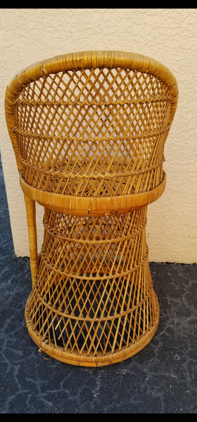 VINTAGE WICKER RATTAN BAMBOO 🎋 BOHO EMMANUELLE  SUNBURST COUNTER BARSTOOLS (3)