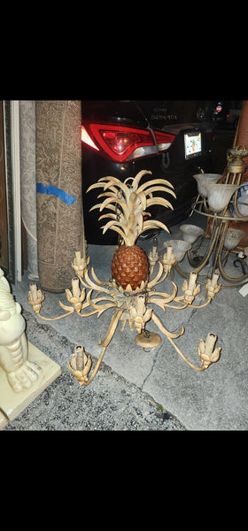 GARCIA IMPORTS PINEAPPLE PALM 12 LIGHT CANDELABRA CHANDELIER W/SHADES