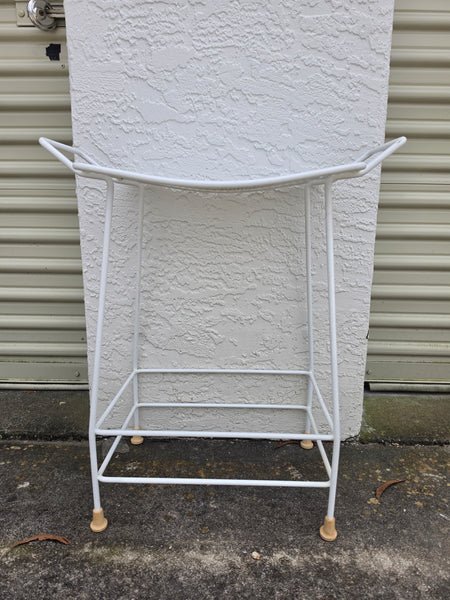 VINTAGE MID CENTURY MODERN SALTERINI METAL/ IRON STOOL/ BENCH/ SHOWER CHAIR/ ACCENT TABLE W/MESH SEAT/ HANDLES/ RUBBER CLAD SHOES ~ MISC