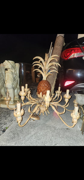 GARCIA IMPORTS PINEAPPLE PALM 12 LIGHT CANDELABRA CHANDELIER W/SHADES