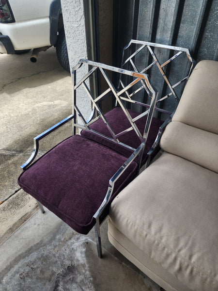 VINTAGE MIL🩶 BAUGHM💜N D.esign I.nstitute A.merica CHROME CHIPPENDALE DINING CHAIR/ ARMCHAIR/ ACCENT CHAIR/ DESK CHAIR/ CAPTAINS CHAIR (6 AVAILABLE)