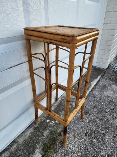 ANTIQUE/ VINTAGE VICTORIAN TORTOISE SHELL TIGER BURNT BAMBOO PLANT STAND/ END/ ACCENT TABLE ~ MISC