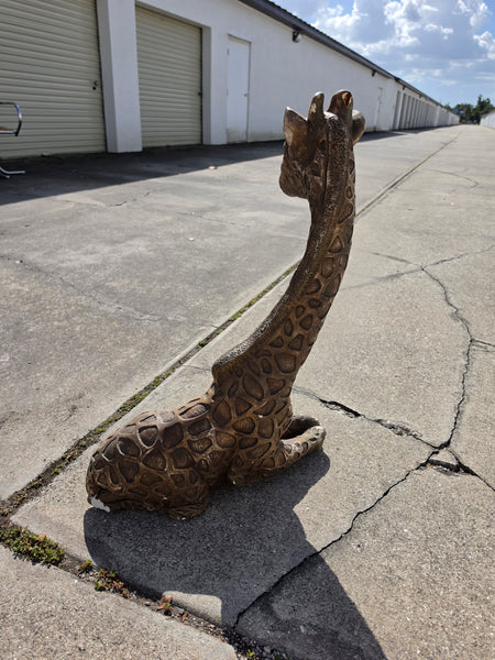 VINTAGE GOLD/ BROWN/ BLACK/ (White) CERAMIC/ PLASTER RESTING GIRAFFE ~ MISC