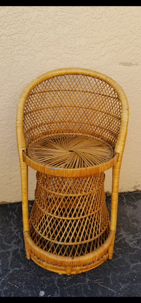 VINTAGE WICKER RATTAN BAMBOO 🎋 BOHO EMMANUELLE  SUNBURST COUNTER BARSTOOLS (3)