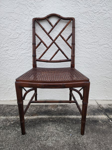 VINTAGE FAUX BAMBOO CHIPPENDALE CANE DESK/ ACCENT/ DINING CHAIR