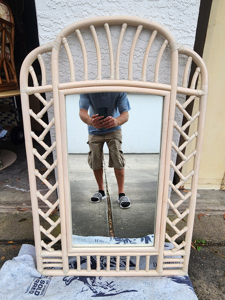 VINTAGE FICKS REED RATTAN CHIPPENDALE MIRROR 🪞