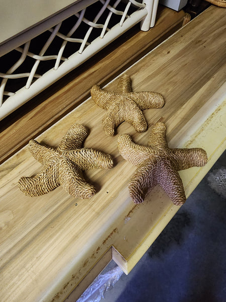 VINTAGE BRAIDED/WOVEN RATTAN 3D STARFISH (3) ~ MISC
