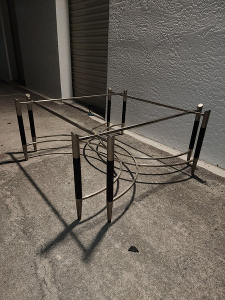 VINTAGE MID CENTURY MODERN BLACK/ CHROME GEOMETRIC/ ART DECO/ NEOCLASSICAL COFFEE TABLE