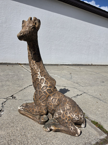 VINTAGE GOLD/ BROWN/ BLACK/ (White) CERAMIC/ PLASTER RESTING GIRAFFE ~ MISC