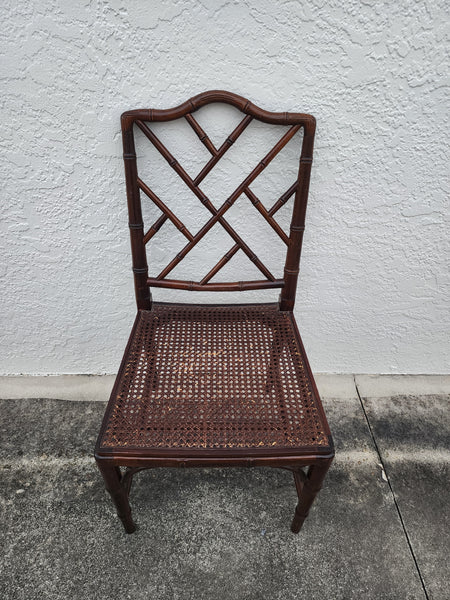 VINTAGE FAUX BAMBOO CHIPPENDALE CANE DESK/ ACCENT/ DINING CHAIR