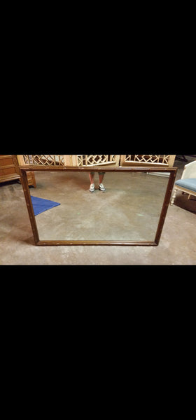 VINTAGE MID CENTURY MODERN THOMASVILLE  FAUX BAMBOO CAMPAIGN MIRROR
