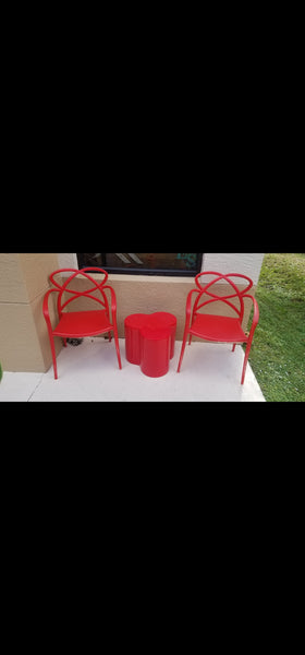 VINTAGE MID CENTURY MODERN RED❣️ FIBERGLASS CLOVER ACCENT/ END TABLE