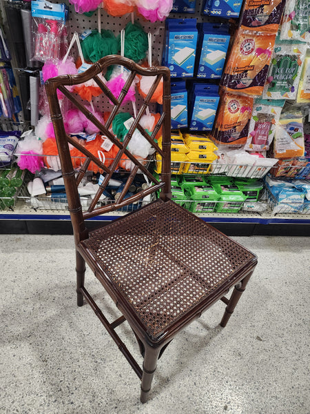 VINTAGE FAUX BAMBOO CHIPPENDALE CANE DESK/ ACCENT/ DINING CHAIR