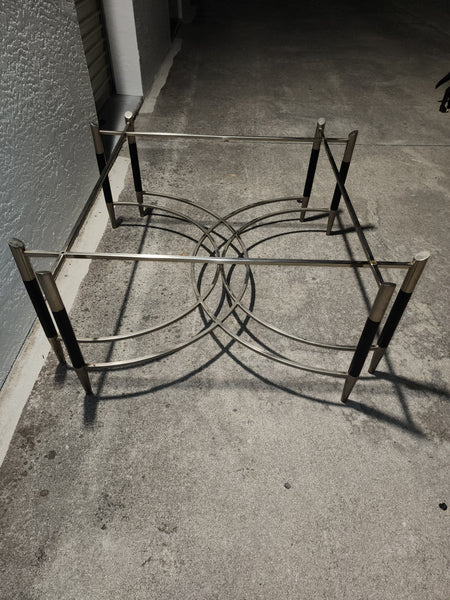 VINTAGE MID CENTURY MODERN BLACK/ CHROME GEOMETRIC/ ART DECO/ NEOCLASSICAL COFFEE TABLE