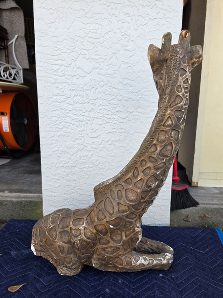 VINTAGE GOLD/ BROWN/ BLACK/ (White) CERAMIC/ PLASTER RESTING GIRAFFE ~ MISC