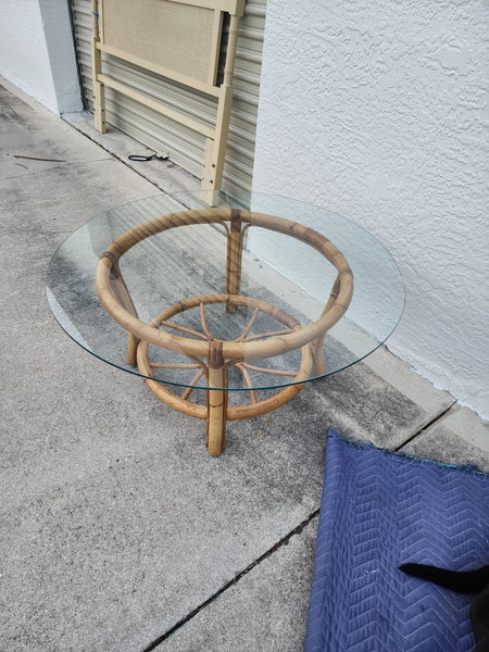 VINTAGE ROUND BAMBOO 🎋/ RATTAN COFFEE☕️/ COCKTAIL🍹 TABLE