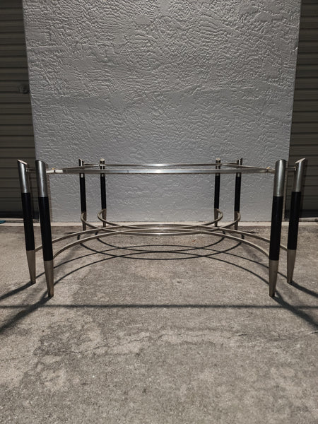 VINTAGE MID CENTURY MODERN BLACK/ CHROME GEOMETRIC/ ART DECO/ NEOCLASSICAL COFFEE TABLE