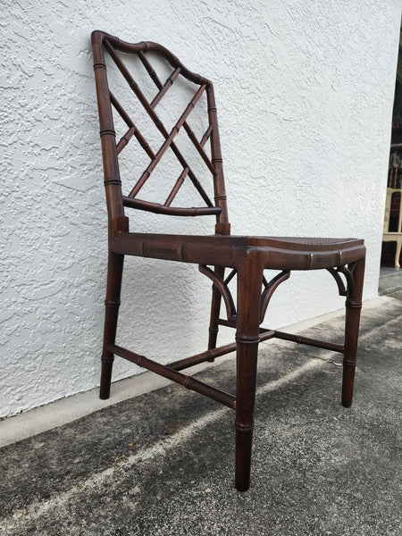 VINTAGE FAUX BAMBOO CHIPPENDALE CANE DESK/ ACCENT/ DINING CHAIR