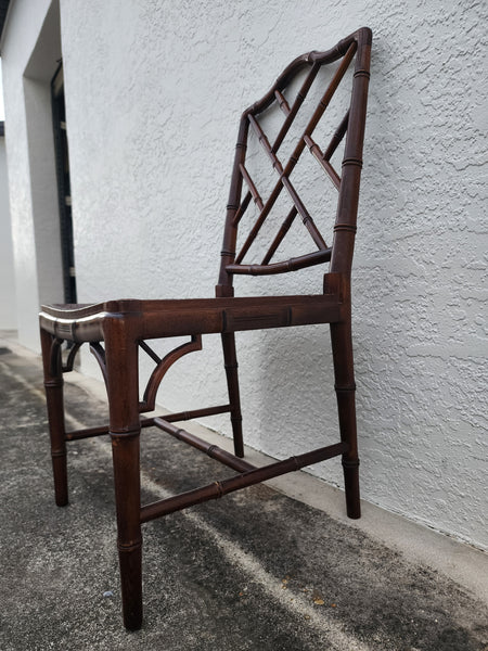 VINTAGE FAUX BAMBOO CHIPPENDALE CANE DESK/ ACCENT/ DINING CHAIR