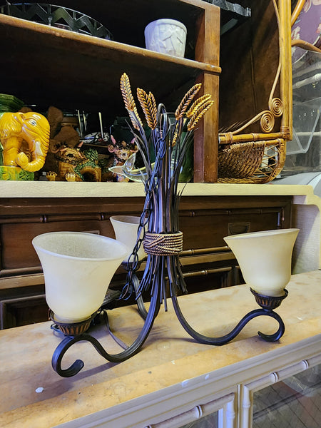 TRADITIONAL ANTIQUE BRONZE SHEAF OF WHEAT 3 LIGHT CHANDELIER