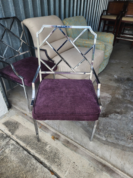 VINTAGE MIL🩶 BAUGHM💜N D.esign I.nstitute A.merica CHROME CHIPPENDALE DINING CHAIR/ ARMCHAIR/ ACCENT CHAIR/ DESK CHAIR/ CAPTAINS CHAIR (6 AVAILABLE)