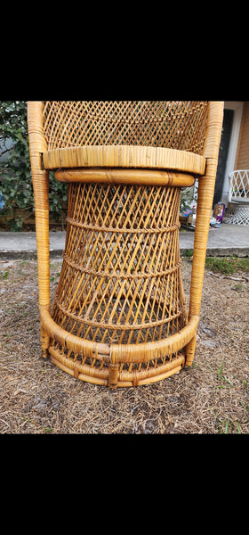 VINTAGE WICKER RATTAN BAMBOO 🎋 BOHO EMMANUELLE  SUNBURST COUNTER BARSTOOLS (3)